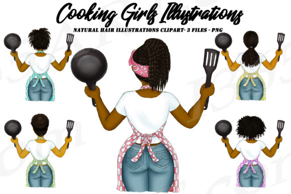 African American Cooking Girls Clipart: Vibrant Design Assets