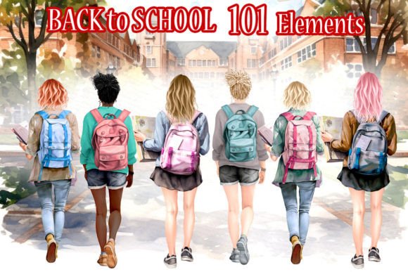 Back to School Png: Watercolor Clipart for Creative Projects