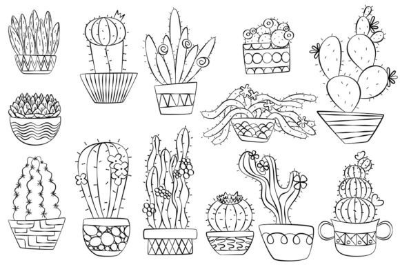 Bring Desert Charm to Your Projects with Hand-Drawn Cactus Vectors