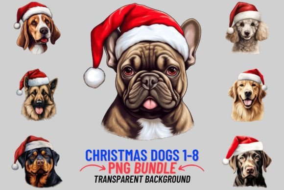 Christmas Dogs in Hats Sublimation 1-8: Festive Design Assets