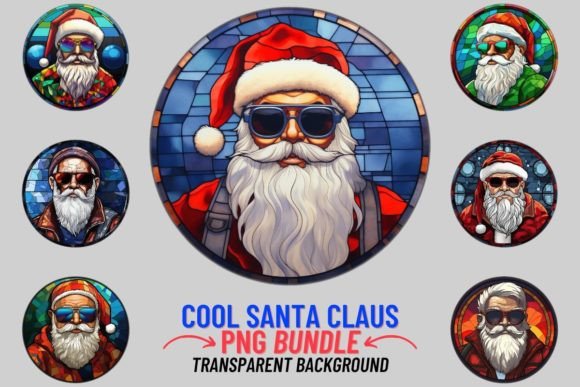 Cool Stained Glass Santa Sublimation: A Festive Design Asset