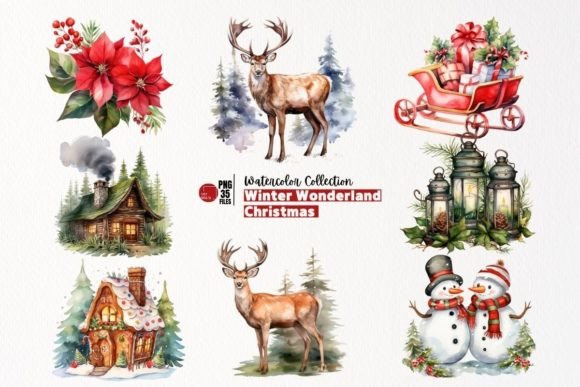 Enchanting Winter Wonderland Watercolor Christmas Art