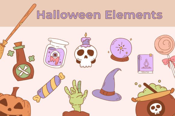Groovy Halloween Elements Clipart: A Modern Designer's Toolkit