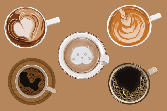 Mastering the Coffee Latte Art Top View Clipart