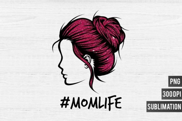 Mom Life PNG Sublimation: Vibrant Fuchsia Glitter Designs