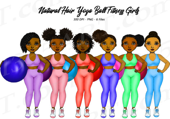 Natural Hair Yoga Ball Girls Clipart PNG: Versatile Design Assets