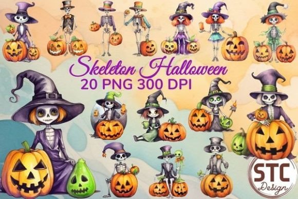 Skeleton Halloween Watercolor Bundle: A Designer's Asset