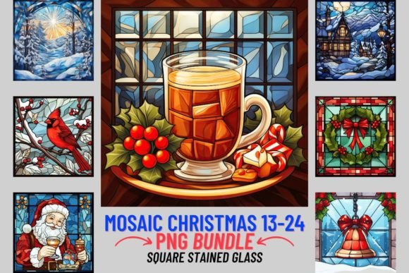 Stained Glass Christmas 13-24: Festive Design Assets